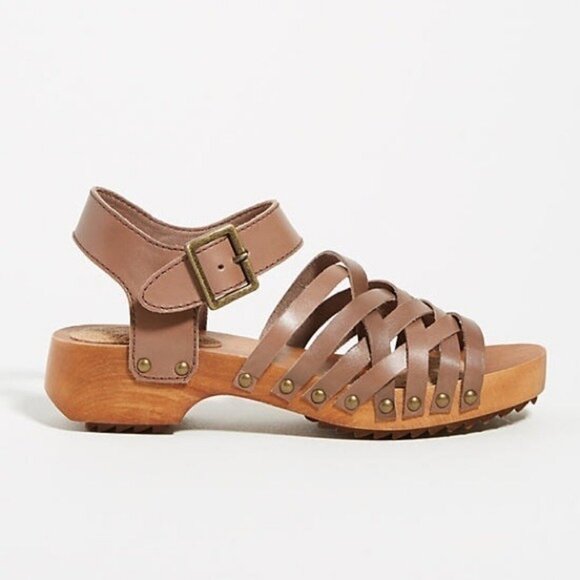 Kelsi Dagger Brooklyn Harling Clog Sandals - taupe leather, wood heel size 7 NIB - Picture 1 of 10